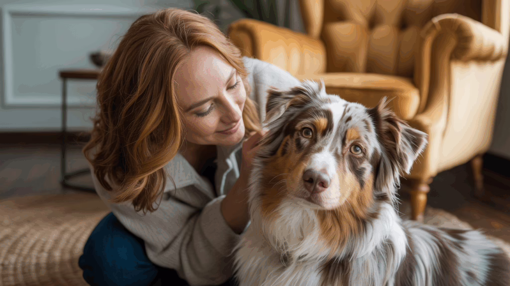 Woman Examining her Aussie